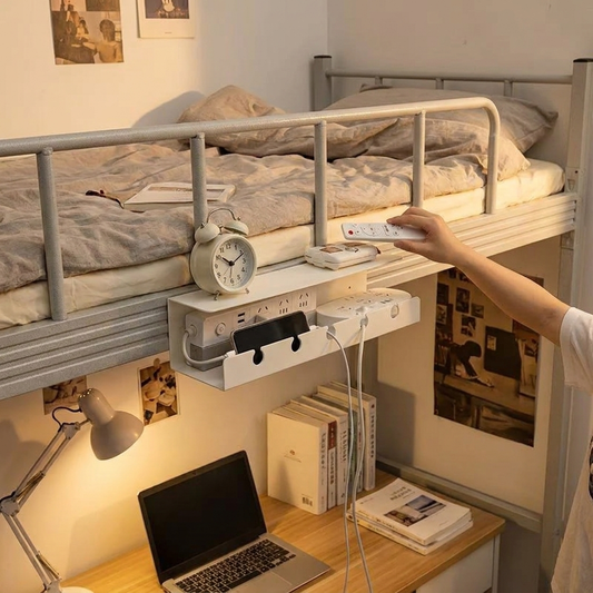 Under Desk Cable Management Tray in use