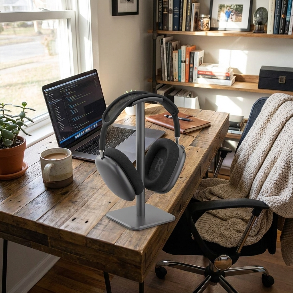 Headset Stand Holder in use