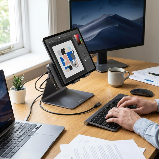 CABLETIME 360 Rotating Stand USB C Hub in use