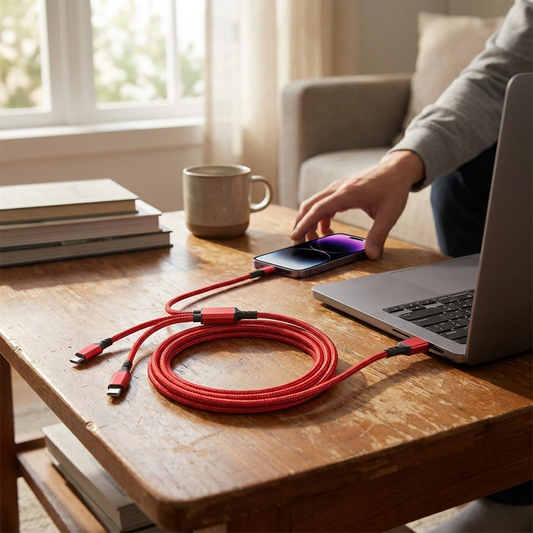 3 in 1 USB Fast Charging Cable in use